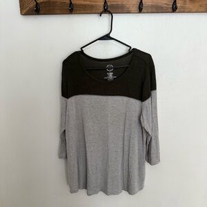 Maurices 24/7 Olive and Gray Long Sleeve Top